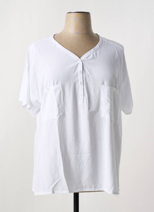 Blouse tissage popeline manches courtes blanc LUHTA femme