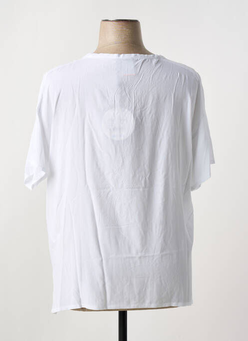 Blouse tissage popeline manches courtes blanc LUHTA femme