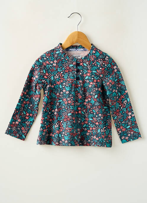 T-shirt bleu ELLE EST OU LA MER pour fille