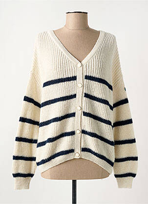 Gilet manches longues resserrée sur le bas beige ELLE EST OU LA MER femme