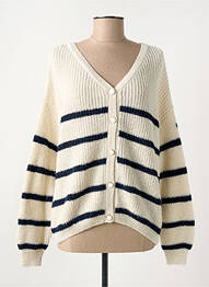 Gilet manches longues resserrée sur le bas beige ELLE EST OU LA MER femme