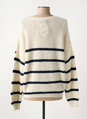Gilet manches longues resserrée sur le bas beige ELLE EST OU LA MER femme
