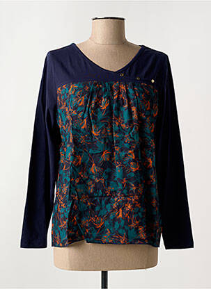 Blouse imprimé fleurs manches longues bleu THALASSA femme