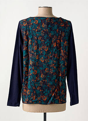 Blouse imprimé fleurs manches longues bleu THALASSA femme