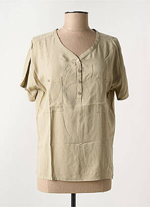 Blouse tissage popeline manches courtes beige LUHTA femme
