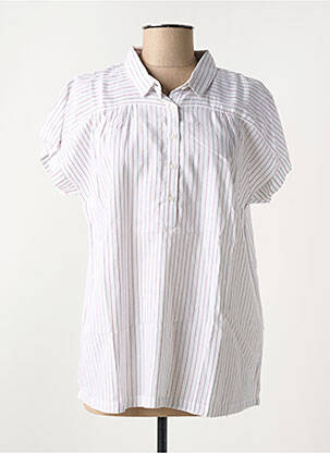 Blouse tissage popeline manches courtes blanc ELLE EST OU LA MER femme