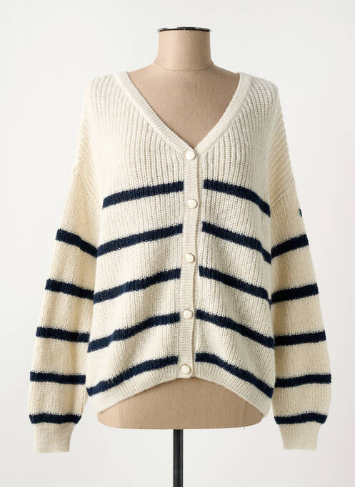 Gilet manches longues resserrée sur le bas beige ELLE EST OU LA MER femme