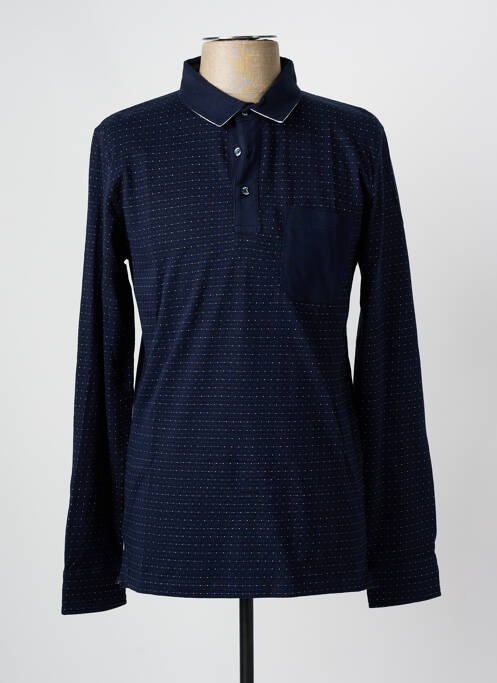 Polo manches longues manches longues bleu ELLE EST OU LA MER homme