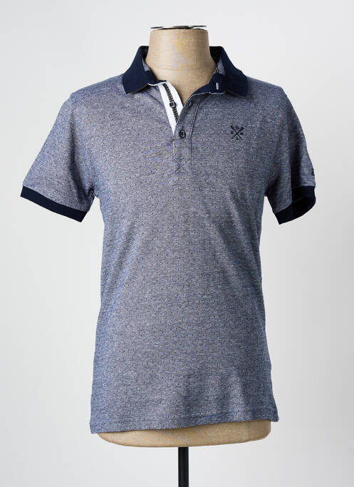 Polo coupe cintrée manches courtes bleu ELLE EST OU LA MER homme