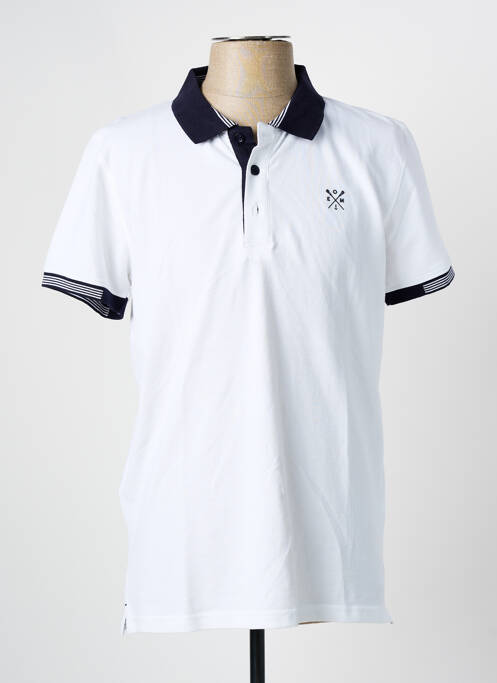 Polo coupe droite manches courtes blanc ELLE EST OU LA MER homme