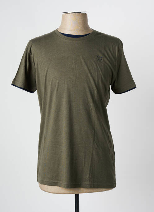T-shirt coupe droite manches courtes vert ELLE EST OU LA MER homme