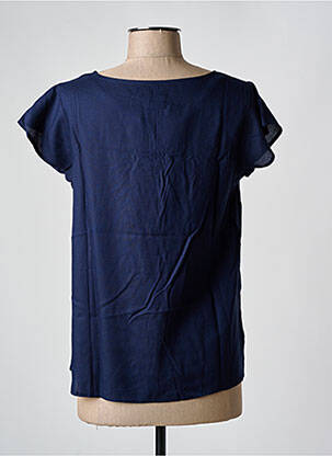 Top tissage crêpe manches courtes bleu ELLE EST OU LA MER femme