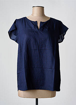 Top tissage crêpe manches courtes bleu ELLE EST OU LA MER femme