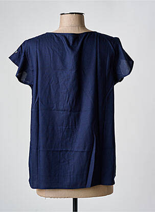 Top tissage crêpe manches courtes bleu ELLE EST OU LA MER femme
