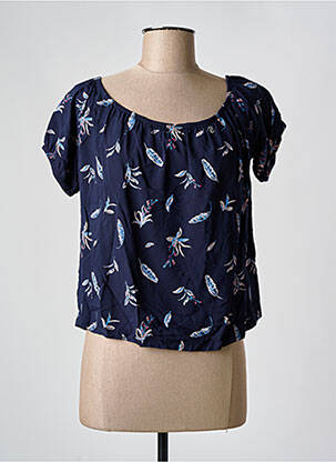 Blouse tissage popeline manches courtes bleu RAGWEAR femme