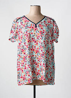 Blouse tissage popeline manches courtes rouge ELLE EST OU LA MER femme