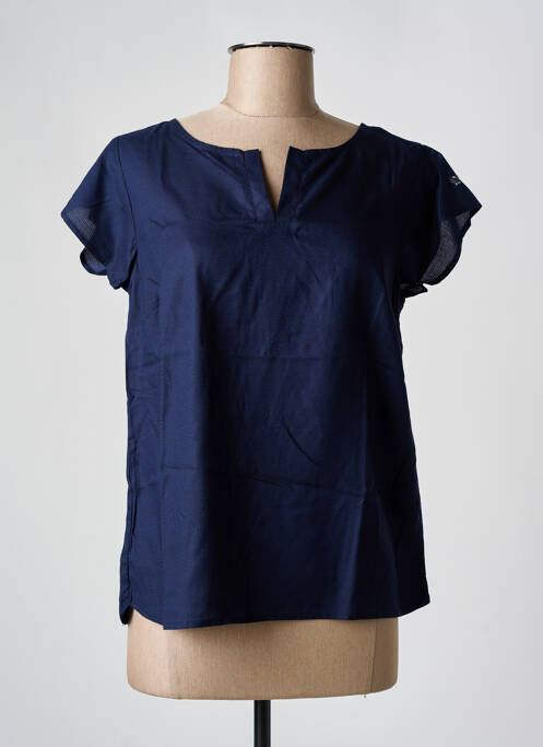 Top stretch manches courtes bleu ELLE EST OU LA MER femme