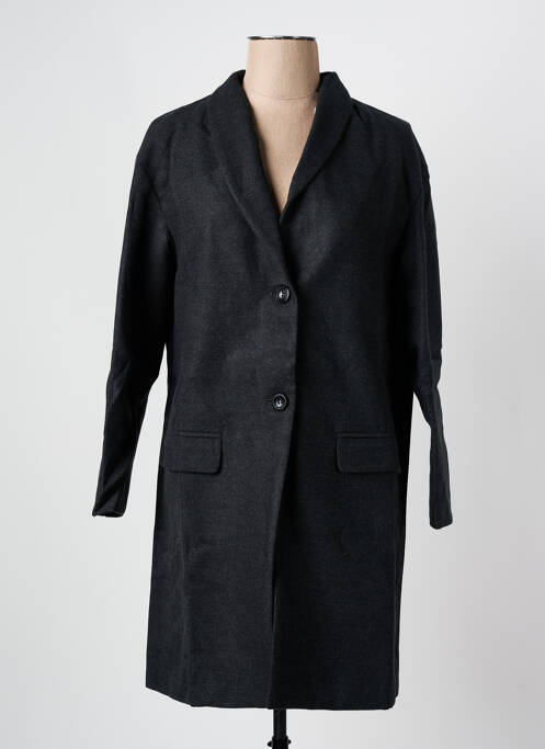 Manteau long coupe droite sans capuche gris ARELINE femme