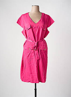 Robe mi-longue manches courtes manches courtes rose AZAY femme