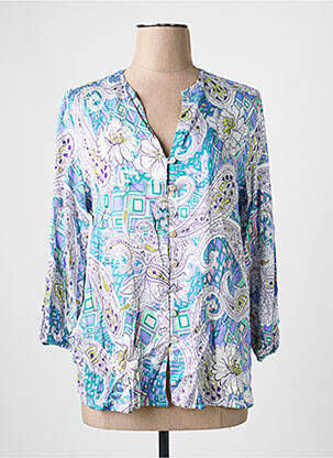 Chemisier coupe fluide manches 3/4 bleu BARILOCHE femme