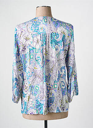 Chemisier coupe fluide manches 3/4 bleu BARILOCHE femme