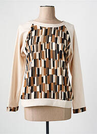 Top imprimé fantaisie manches longues beige AZAY femme