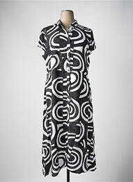 Robe longue imprimé fantaisie manches courtes noir AZAY femme