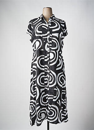 Robe longue imprimé fantaisie manches courtes noir AZAY femme
