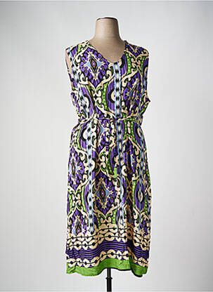 Robe longue imprimé fantaisie sans manche violet AZAY femme