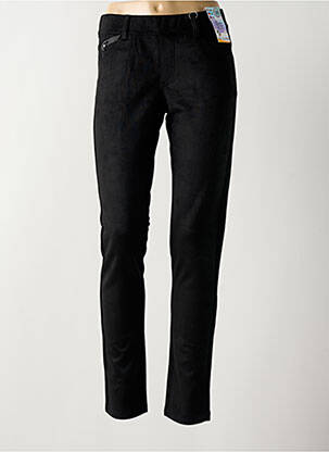 Jegging tissage suedine taille haute noir QUATRE VINGT JOURS femme