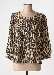 Blouse col rond manches 3/4 marron MICHA femme