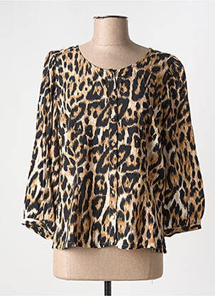 Blouse col rond manches 3/4 marron MICHA femme
