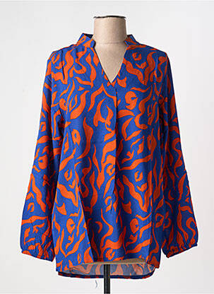 Blouse tissage popeline manches longues bleu JOY OF LIFE femme