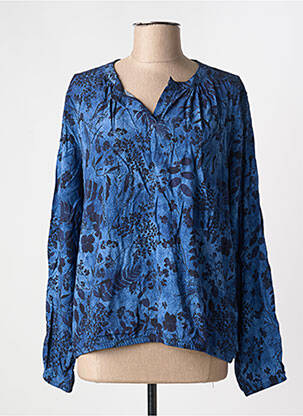 Blouse tissage popeline manches longues bleu JOY OF LIFE femme