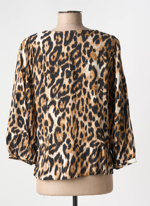 Blouse col rond manches 3/4 marron MICHA femme