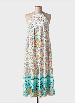 Robe longue imprimé fantaisie sans manche blanc NARA femme