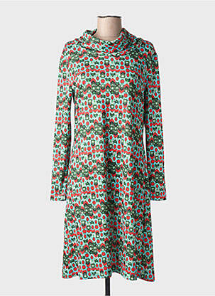 Robe mi-longue imprimé fantaisie manches longues vert TINTA femme