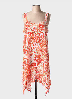 Robe mi-longue coupe fluide sans manche orange G!OZE femme
