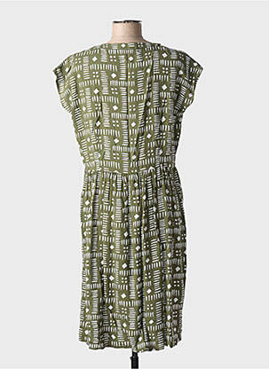 Robe mi-longue imprimé fantaisie manches courtes vert TINTA femme