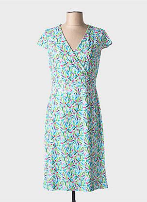 Robe mi-longue imprimé fantaisie manches courtes bleu TELMAIL femme