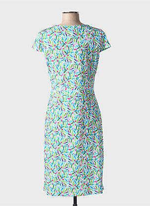 Robe mi-longue imprimé fantaisie manches courtes bleu TELMAIL femme