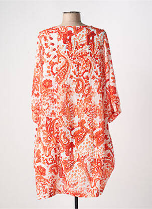 Robe mi-longue imprimé fantaisie manches longues orange G!OZE femme