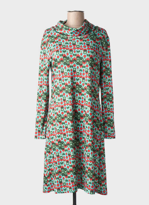 Robe mi-longue imprimé fantaisie manches longues vert TINTA femme