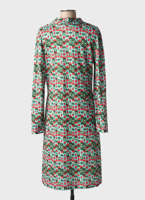 Robe mi-longue imprimé fantaisie manches longues vert TINTA femme