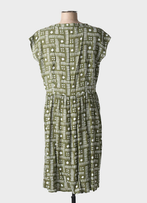 Robe mi-longue imprimé fantaisie manches courtes vert TINTA femme