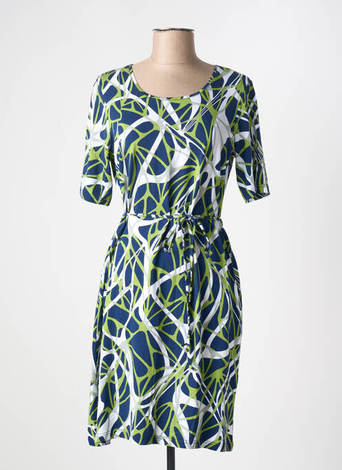 Robe mi-longue imprimé fantaisie manches courtes vert JOY OF LIFE femme