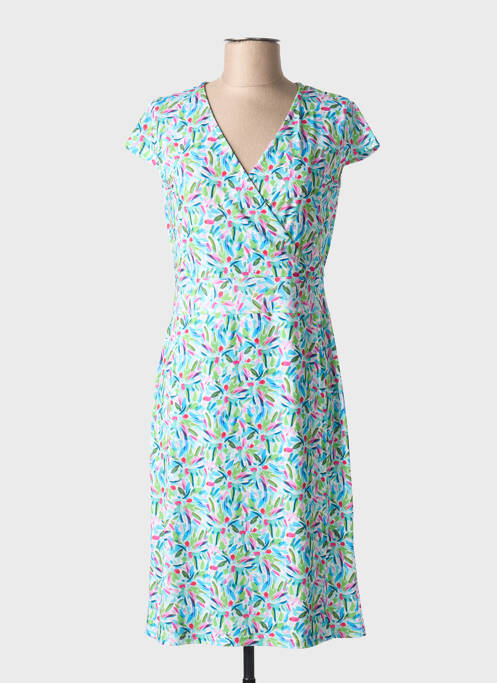 Robe mi-longue imprimé fantaisie manches courtes bleu TELMAIL femme