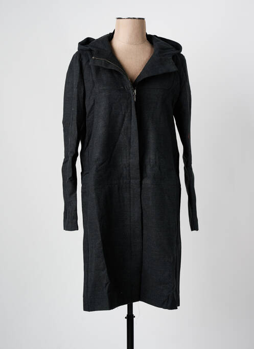 Manteau long a capuche a capuche gris ARELINE femme