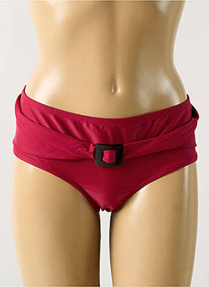 Bas de maillot de bain effet matière satinée culotte rouge LAURA BY JANINE ROBIN femme