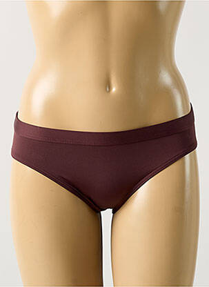 Bas de maillot de bain effet matière satinée culotte marron LE BOURGET femme